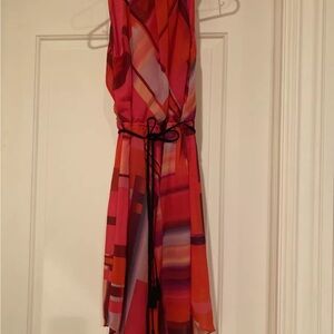 Paper Doll NWOT Asymmetrical Sleeveless Dress Multi Colored Very Trendy Sz Small